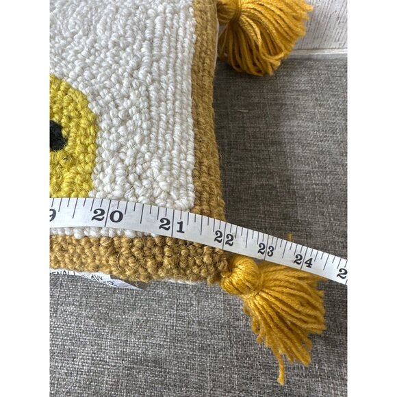 Peking Handcrafted Chi Chi Leopard Lumbar Hook Pillow Tassels Yellow White Wool - Picture 4 of 5